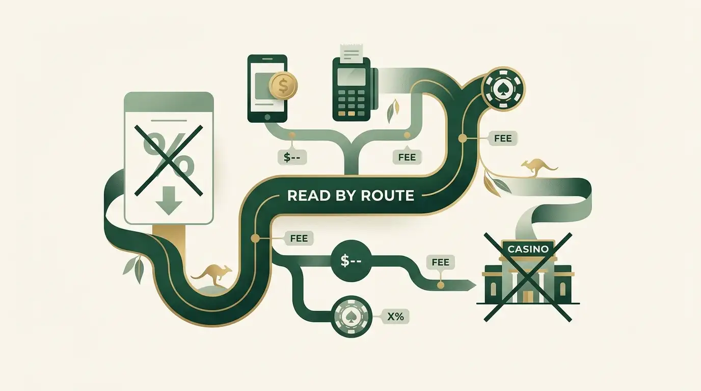 Illustration: Fees should be read by route, not as a site-wide label