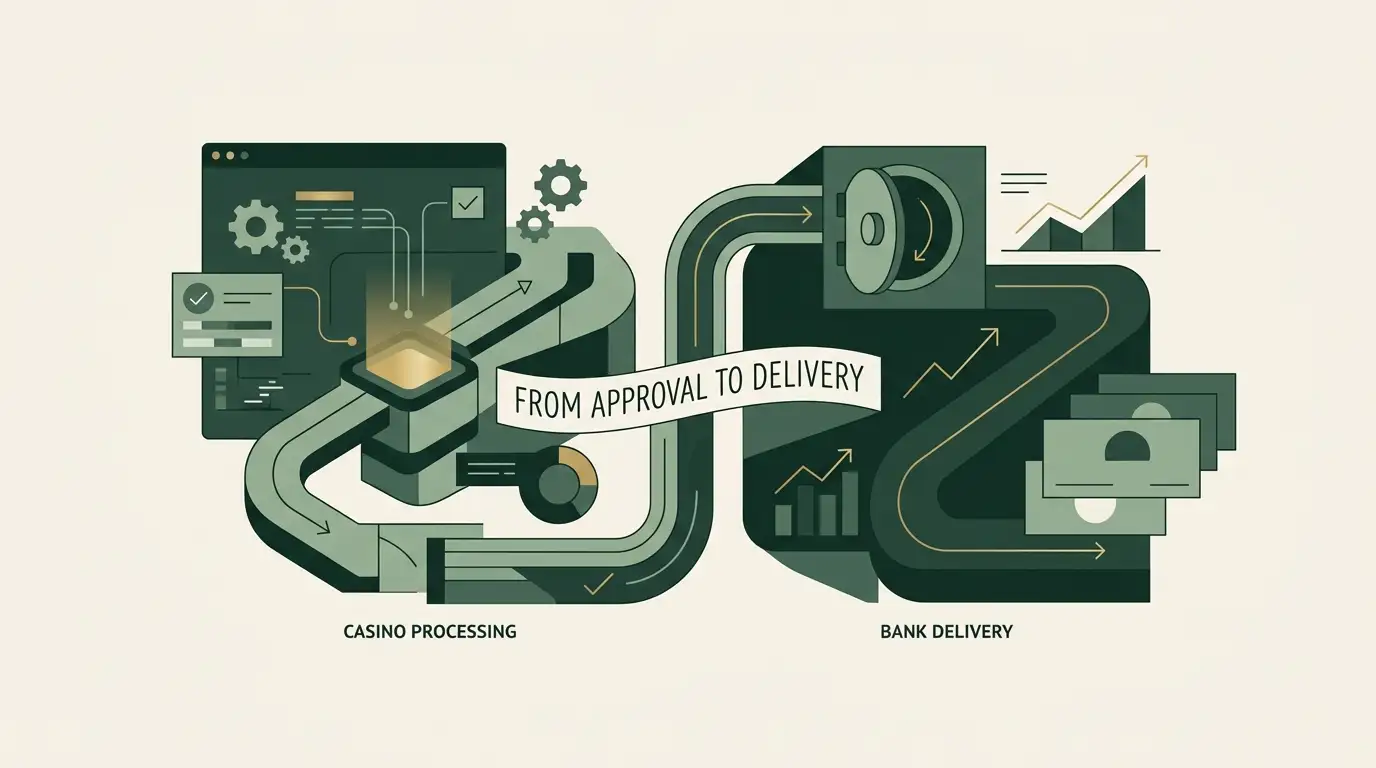 Illustration: Wire cashout: distinguish casino processing from bank delivery
