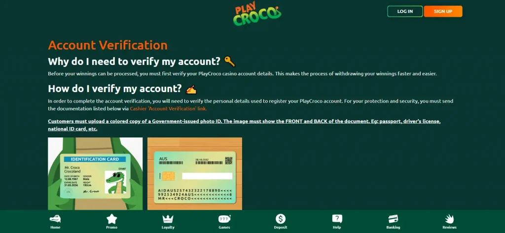 PlayCroco KYC: Documents, Payment Checks and Withdrawal Verification